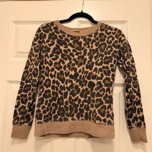J. Crew Leopard Print Crewneck Sweatshirt - Tan & Black